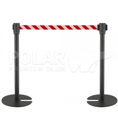 เสากั้นบริเขตสีดำฐานซ้อน-สายผ้าดึงกลับอัตโนมัติ